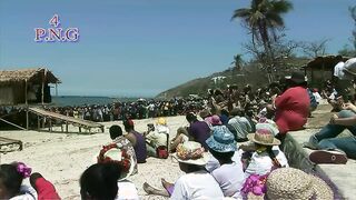 African folk dancing on the beach