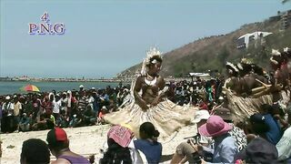 African folk dancing on the beach