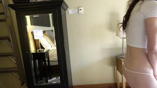 Greatest of the highly cool Misty in a gorgeous g-strap g-string and topless whip top attempt on drag